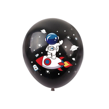 24pcs Outer Space Astronaut Rocket Printed Assorted Latex Balloons