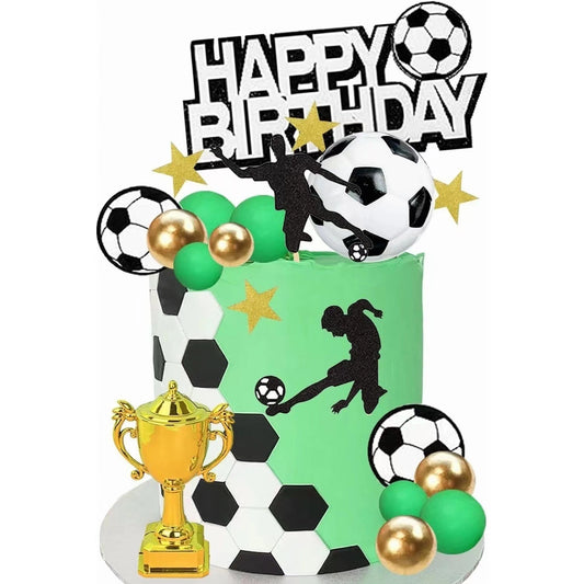 Soccer Champion Birthday Cake Topper Decorating Set
