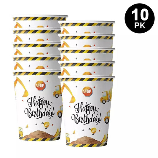 Construction Trucks Theme 250ml 8oz Paper Cups 10pk