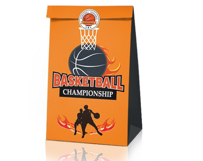 Basketball Paper Gift Bags with Mini Stickers 12PK