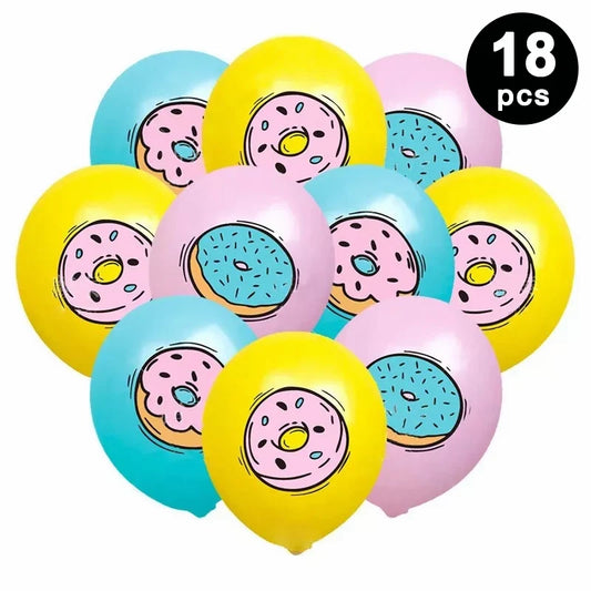 18pcs  My Sweet Donuts Printed 12 inch Latex Balloons