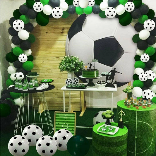 Soccer Theme Green Black White Balloon Garland Kit