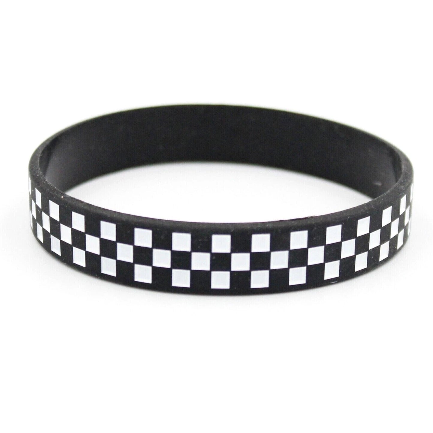 Checkered Print Silicone Bracelets Rubber Wristbands 12 Pack
