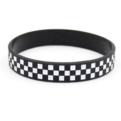 Checkered Print Silicone Bracelets Rubber Wristbands 12 Pack