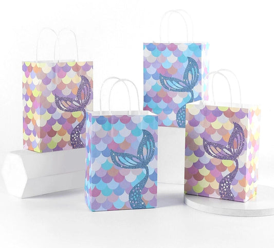 Mermaid Under the Sea Paper Gift Bags with Handles (Pack of 12)