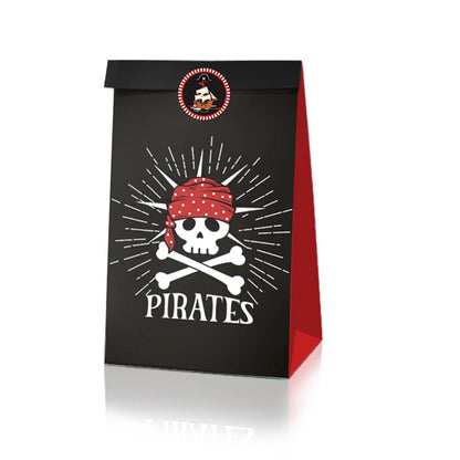 Pirates Theme Paper Gift Bags with Mini Stickers (Pack of 12)