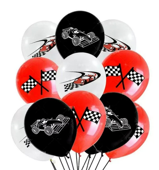 Racing Car Printed Assorted Latex Balloons 12 Pack