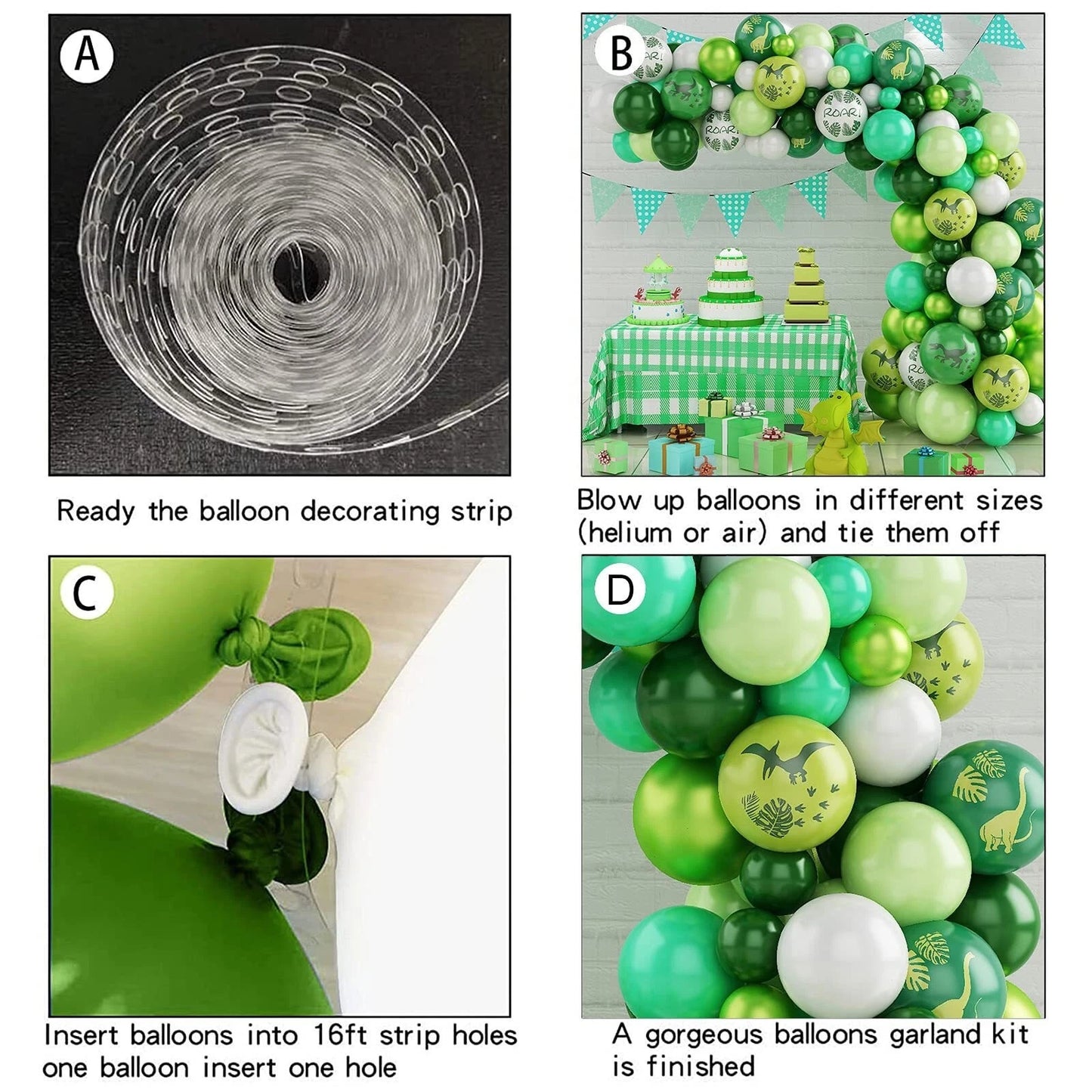 Dinosaur Theme Green Balloon Garland Kit