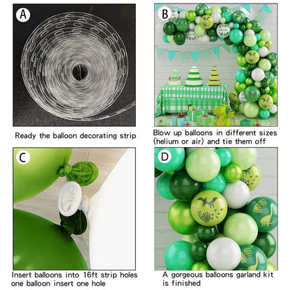 Dinosaur Theme Green Balloon Garland Kit