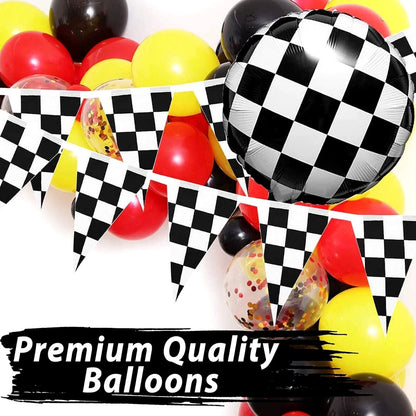 Racing Car Theme Balloon Garland Kit with Checkered Party Pennant