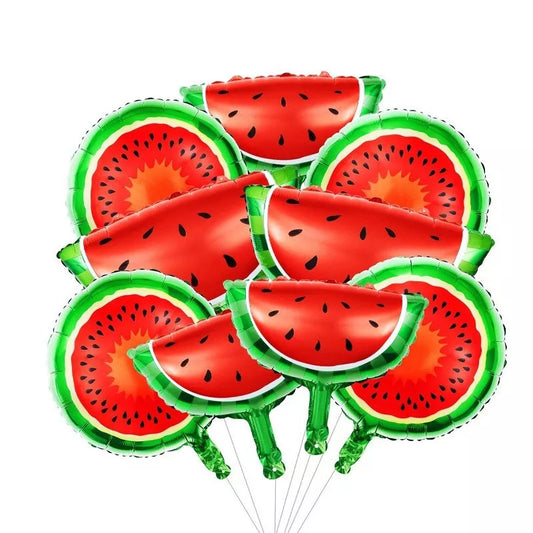 Watermelon Shaped Foil Balloons 9 Pack
