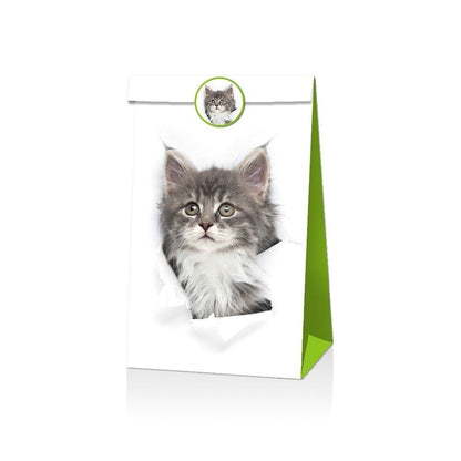Cute Cats Kitty Paper Gift Bags with Mini Stickers 12PK