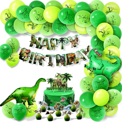 Dinosaur Theme Party Decorating Set | Balloon Garland Birthday Banner Cake Cupcake Toppers