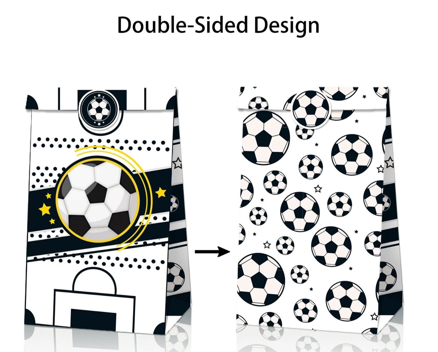 Soccer Print Paper Gift Bags with Mini Stickers (Pack of 12)