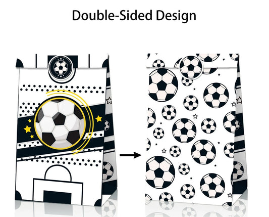 Soccer Print Paper Gift Bags with Mini Stickers (Pack of 12)