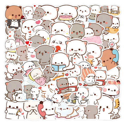 60pcs Kawaii Cute Cat Theme Vinyl Stickers