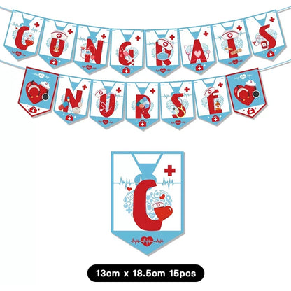 Congrats Nurse Party Decorating Set | Party Banner Balloons Cake Toppers