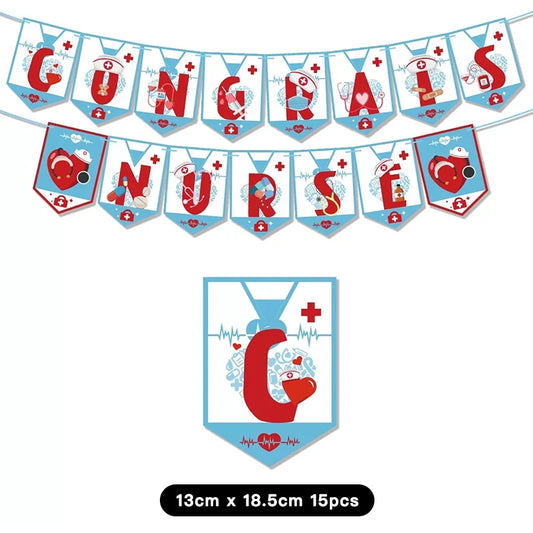 Congrats Nurse Theme Party Banner 2 meter