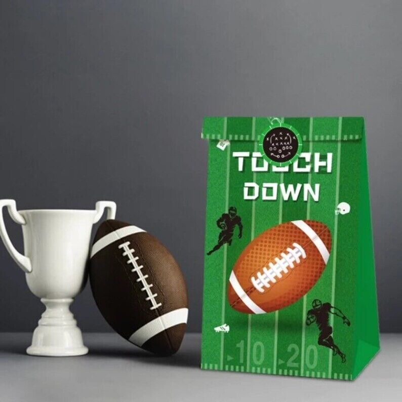 Football Paper Gift Bags with Mini Stickers 12PK