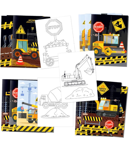12pcs Construction DIY Coloring Books | Kids Party Favor Art Drawing Trucks Activity