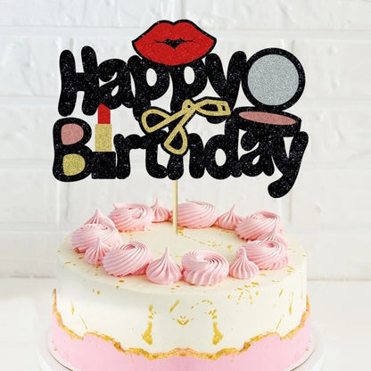 Girls Makeup cosmetics Birthday Cake Topper