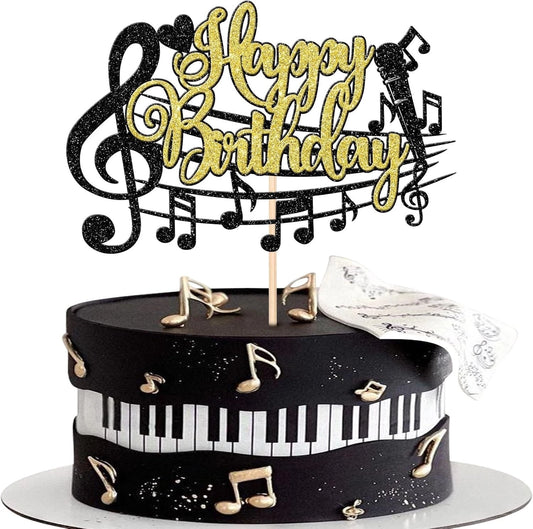 Music Notes Theme Birthday Cake Topper