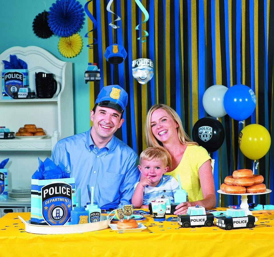 16pcs Police Department Theme Printed Assorted Latex Balloons
