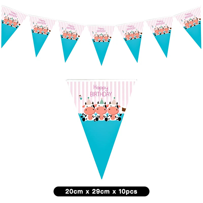 Farm Animal Cute Cow Party Pennant 2 Meter