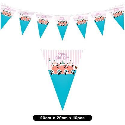 Farm Animal Cute Cow Party Pennant 2 Meter