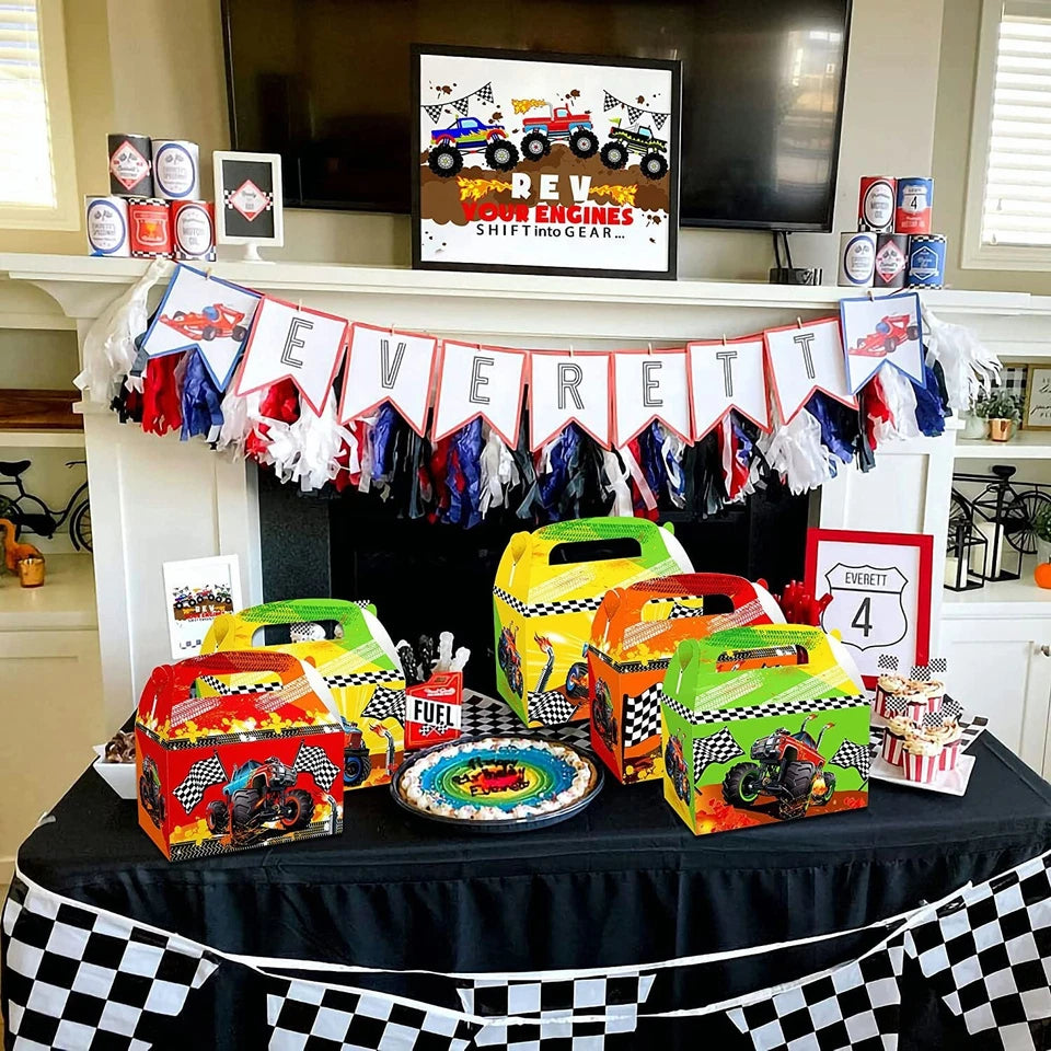 Monster Truck Theme Party Paper Candy Box 12 Pack