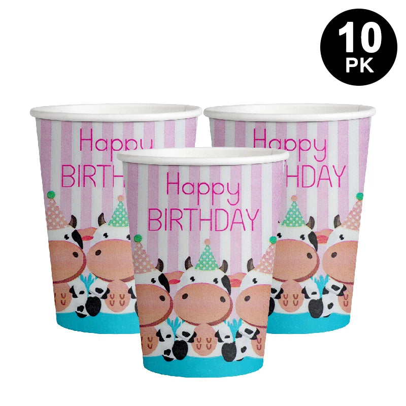 Farm Animal Cute Cow 250ml 8oz Paper Cups 10 Pack