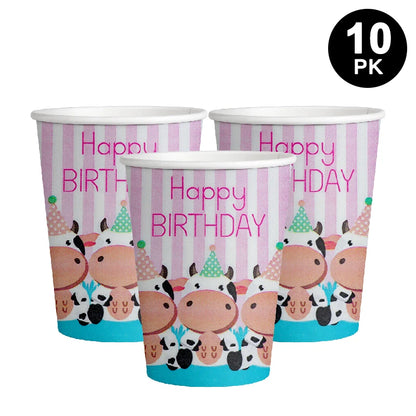 Farm Animal Cute Cow 250ml 8oz Paper Cups 10 Pack