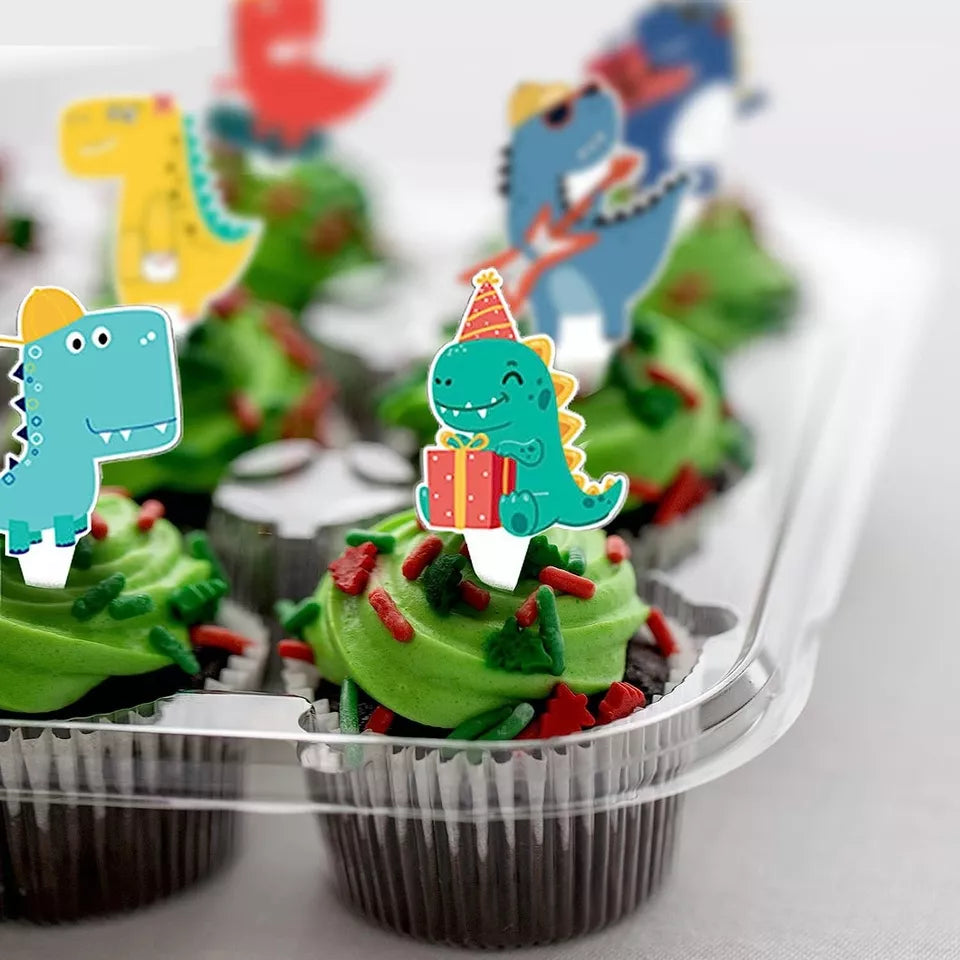 Pack of 24 Cartoon Dinosaur Cupcake Toppers