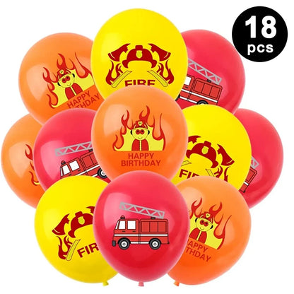 Fire Truck Fireman Party Decorating Set | Birthday Banner Balloons Cake Cupcake Toppers