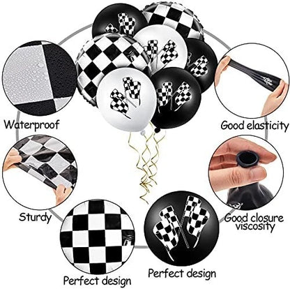 Checkered Print Assorted Foil Latex Balloons 12 Pack