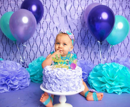 Mermaid Theme Glitter  Birthday Cake Topper