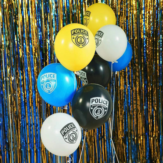 16pcs Police Department Theme Printed Assorted Latex Balloons