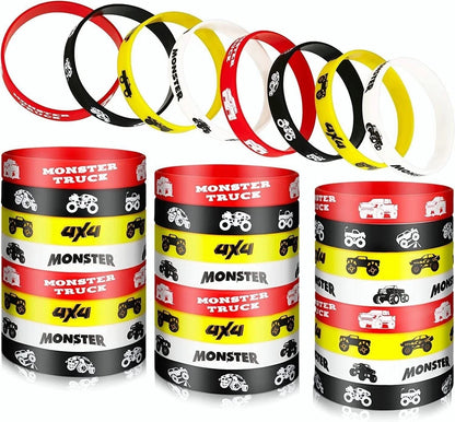 Monster Truck Theme Silicone Bracelets Rubber Wristbands 12 Pack