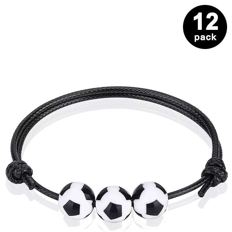 Soccer Theme Adjustable Sport Bracelet 12 Pack