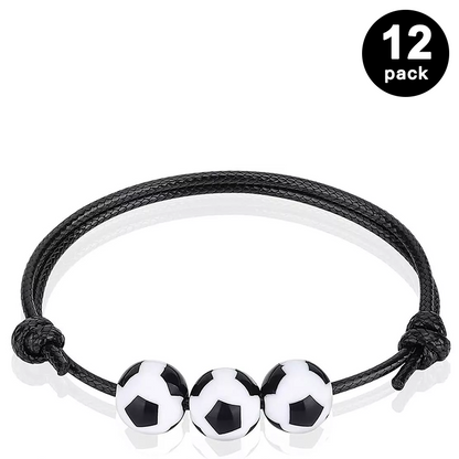Soccer Theme Adjustable Sport Bracelet 12 Pack
