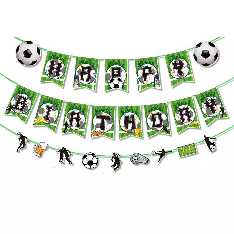 Soccer Theme Birthday Party Banner Pennant Kit