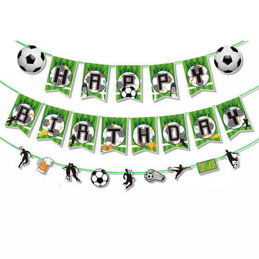 Soccer Theme Birthday Party Banner Pennant Kit