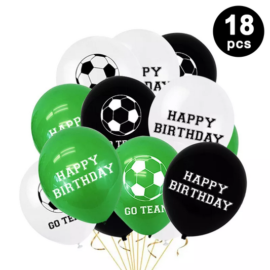 Soccer Theme Birthday Assorted Latex Balloons 18 Pack