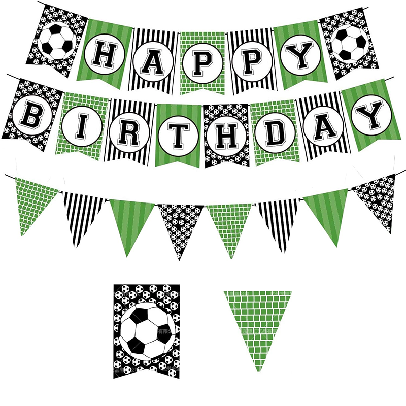 Soccer Theme Birthday Party Banner Pennant Kit