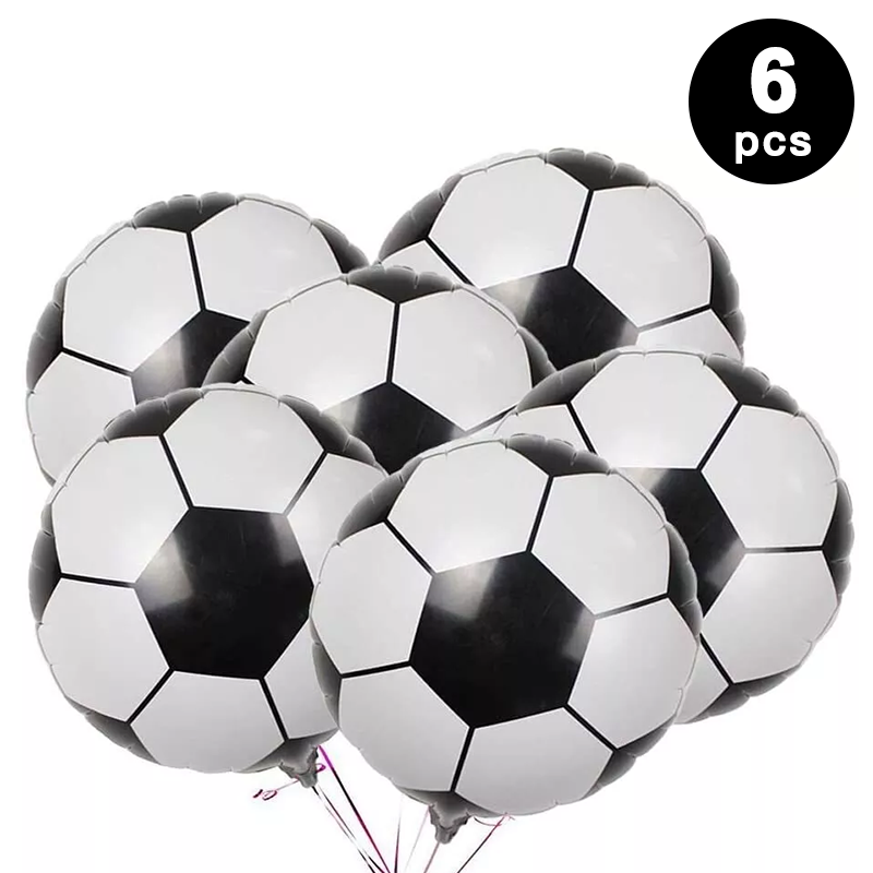 Soccer Shaped Helium Foil Balloons 6 Pack