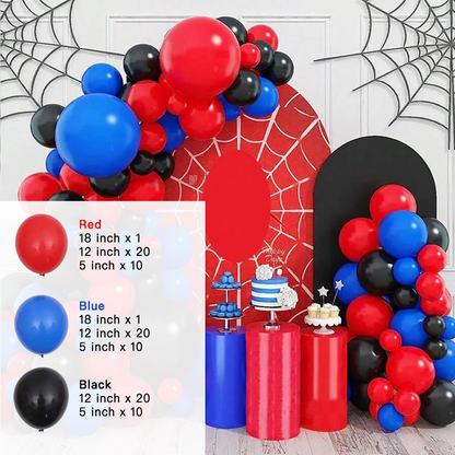 Red Blue Black Balloon Garland Arch Kit | Suitable for Spider-Man Themed Party Decorations
