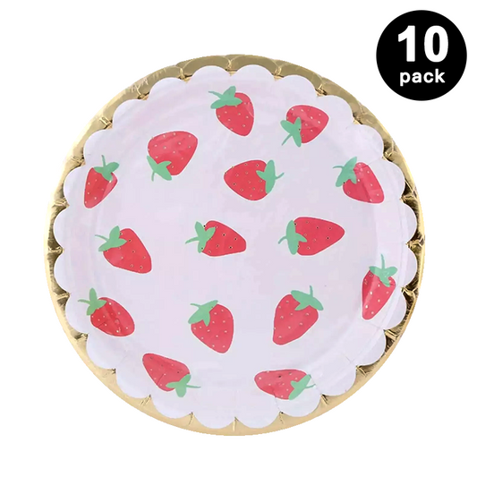 Strawberry Print 7 inch 17cm Paper Plates Round 10pk