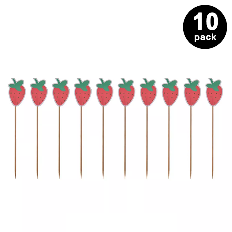 Strawberry Theme Cupcake Fruit Picks 10 Pack