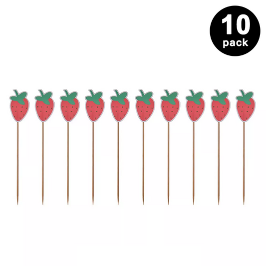 Strawberry Theme Cupcake Fruit Picks 10 Pack