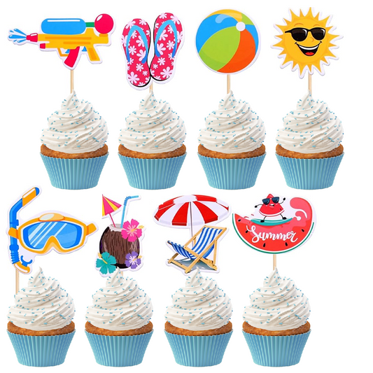 Summer Beach Cupcake Toppers 24 Pack